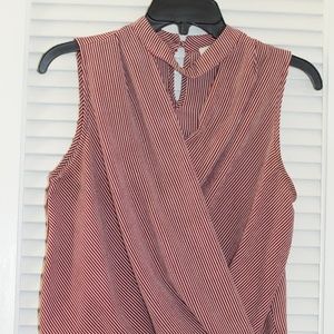 Monteau Maroon and White striped Sleeveless